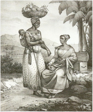 This rendering by Johann Moritz Rugendas shows what enslaved black women wore in Brazil in the early 19th century. (Wikimedia Commons)